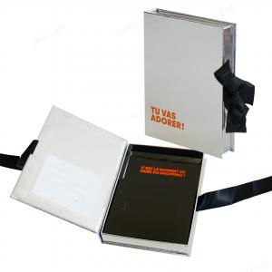 Book-type box with silver card paper